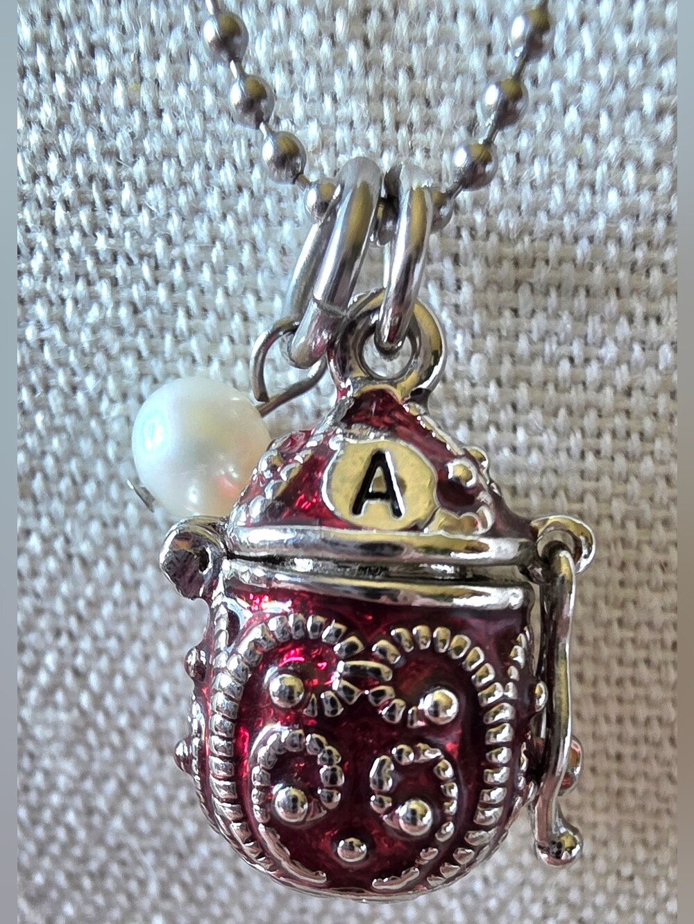 Alexas Angels Scroll Religious Enameled Egg Prayer Box Christian Necklace "A"